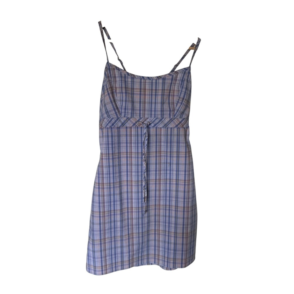 Tilt Plaid Mini Dress Women Small Blue 90s Y2K Vintage Style Excellent